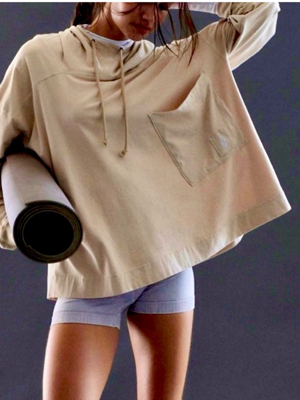 Free People Movement Hot Shot Hooded Layer Slouchy Layering Hoodie Tan Neutral L